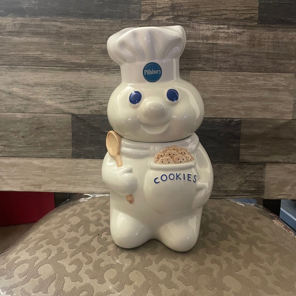 Pillsbury Doughboy Ceramic Cookie Jar Poppin Fresh VTG  Kitchen Collectible 1999